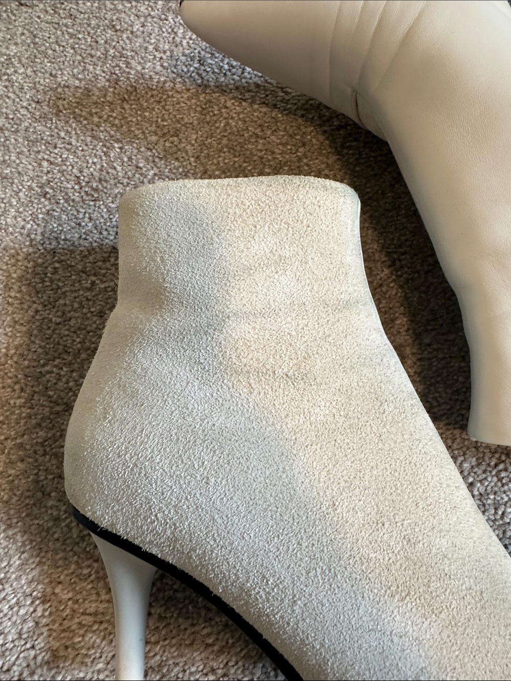 EUC Rag & Bone Beha Leather Suede Heeled Bootie in White Ivory Moto size US7 - Picture 10 of 15